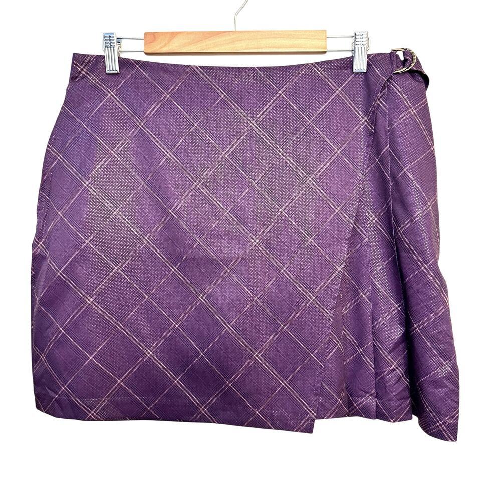 NWT Greg Norman ML75 Performance Golf Skort – Women's Large –Purple Plaid Preppy